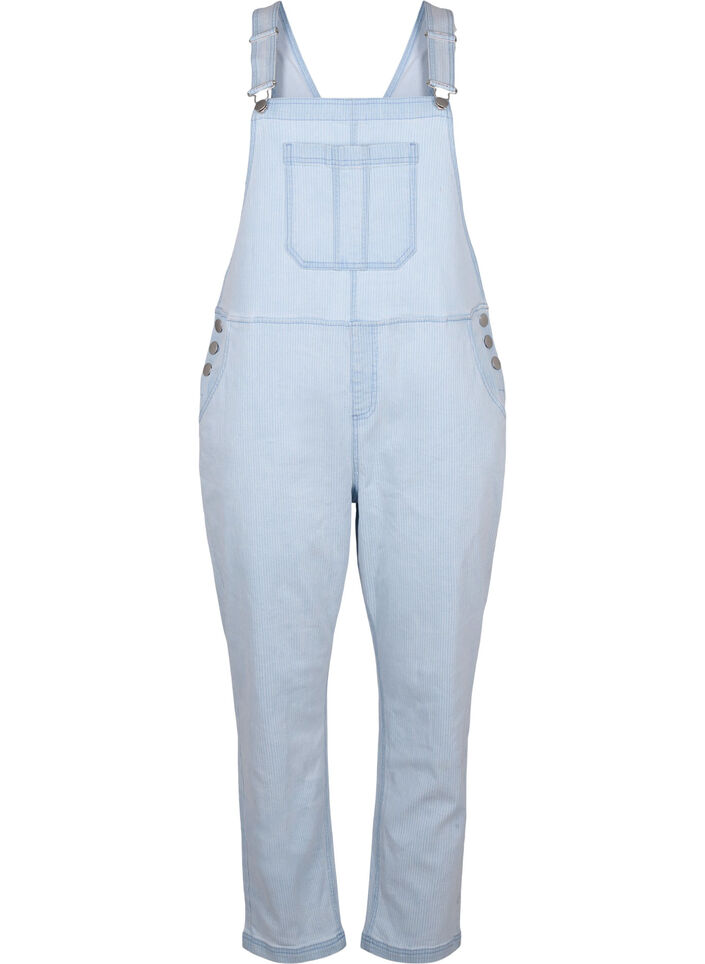 Gestreifte Jeans-Latzhosen, Blau, Packshot image number 0