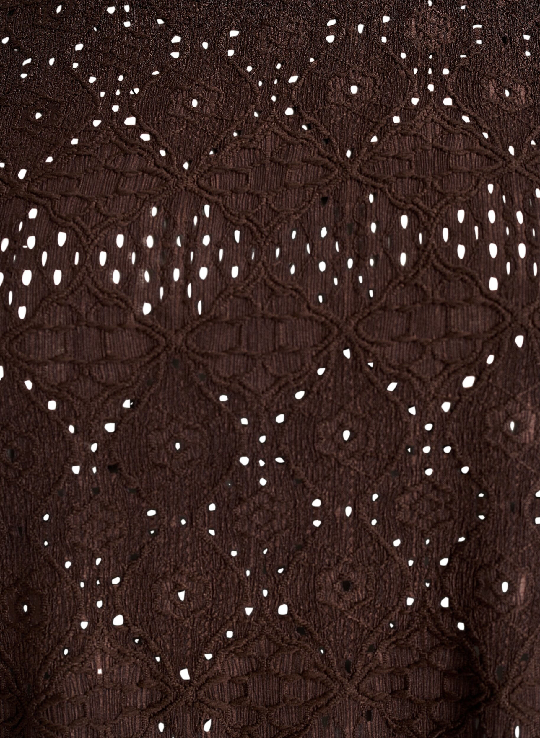 Zizzi Lang&auml;rmelige Bluse mit Lochstickerei, Braun, Packshot image number 2