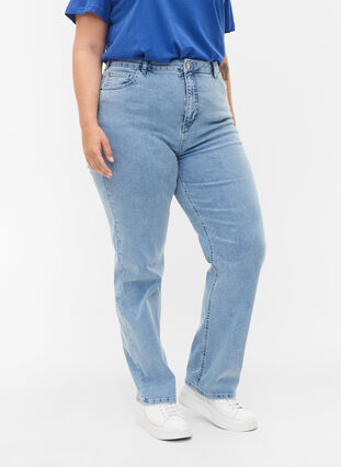 Megan-Jeans mit extra hoher Taille, Light blue, Model image number 2