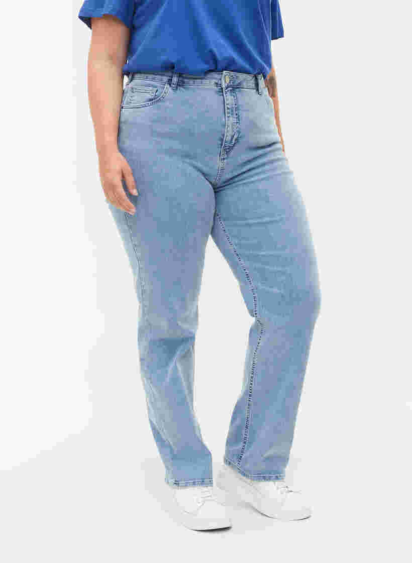 Megan-Jeans mit extra hoher Taille, Light blue, Model image number 2