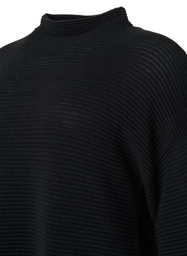 Strukturierter Pullover mit hohem Halsausschnitt, Black, Packshot image number 3