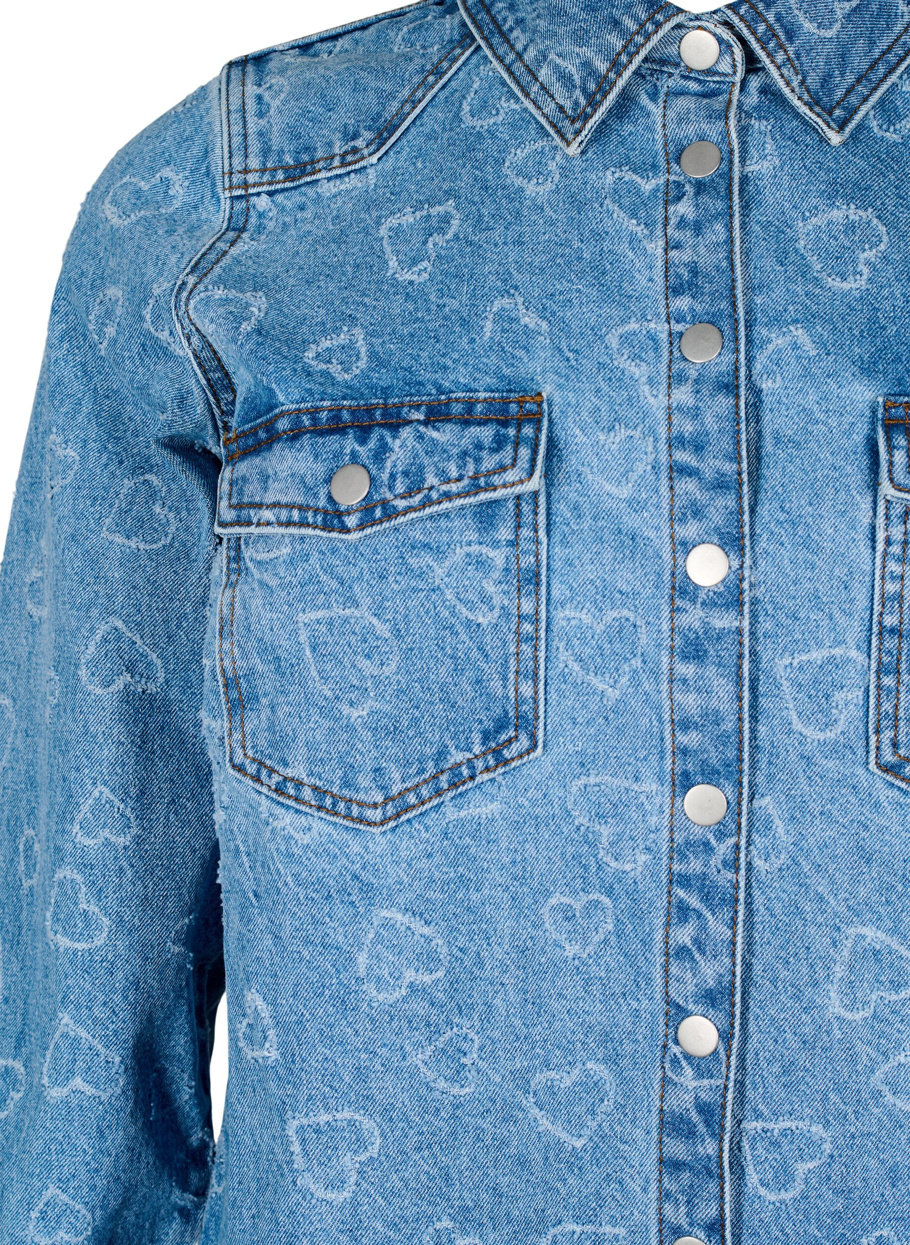 Zizzi Jeanskleid mit Herzmuster, Blau, Packshot image number 2