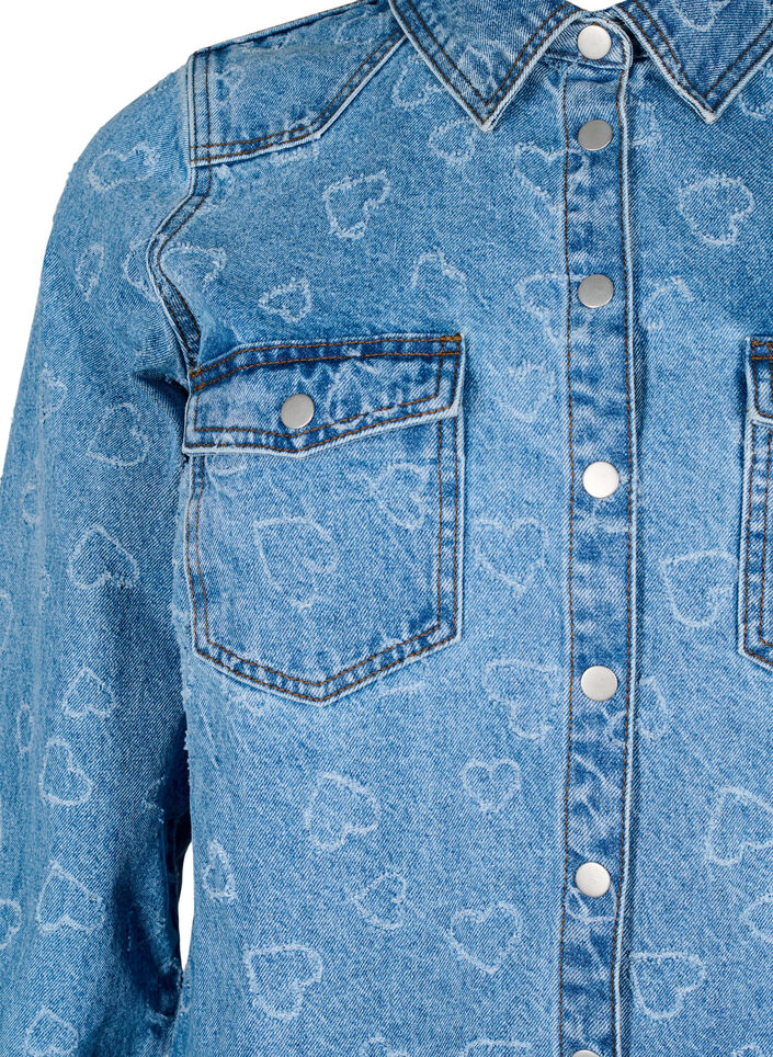 Jeanskleid mit Herzmuster, Blau, Packshot image number 2