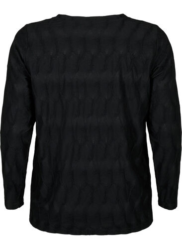 FLASH - Langärmlige Bluse mit Struktur, Black, Packshot image number 1