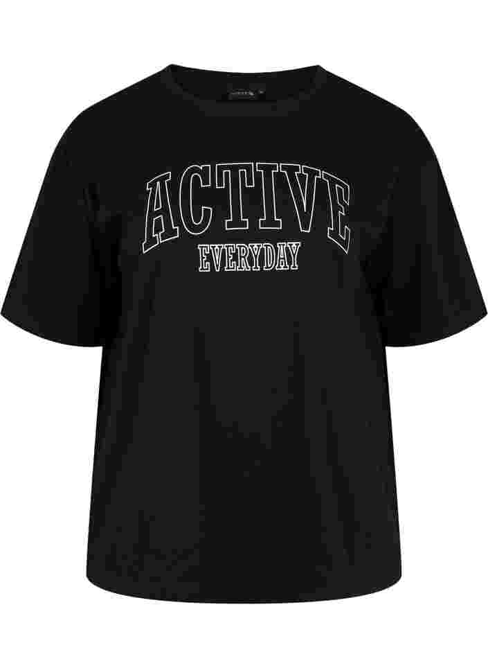 Trainings-T-Shirt aus Baumwolle, Black, Packshot image number 0