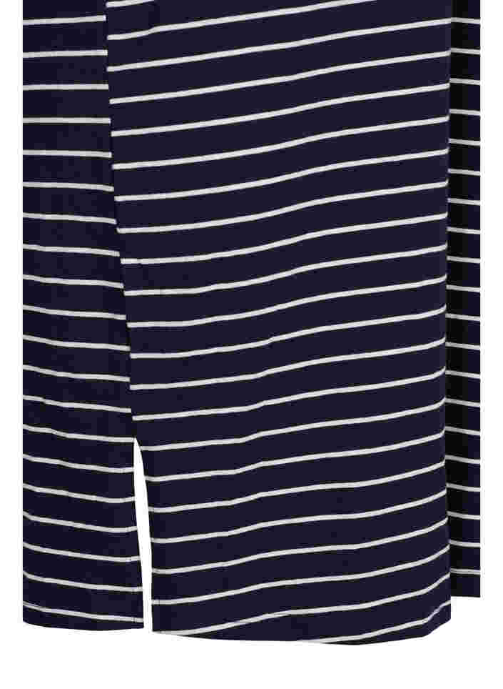 Gestreiftes Baumwollkleid mit Schlitz, Blue Stripe, Packshot image number 3