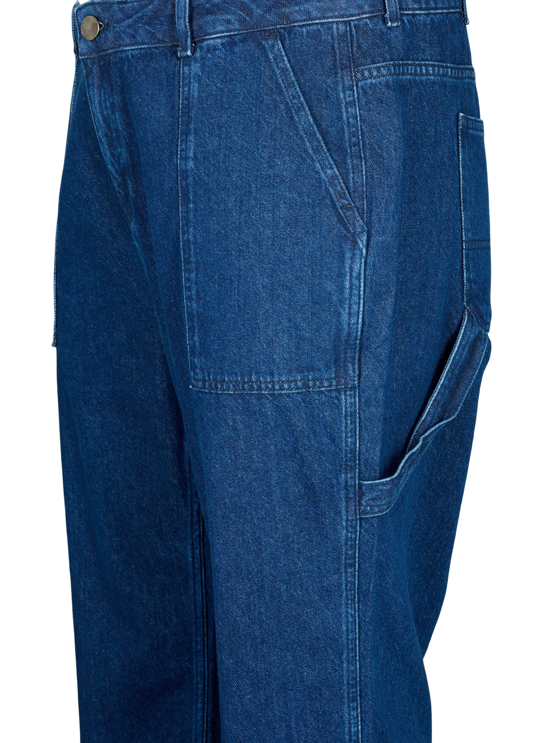 Zizzi Gerade Passform Cargo Jeans, Dark blue, Packshot image number 2