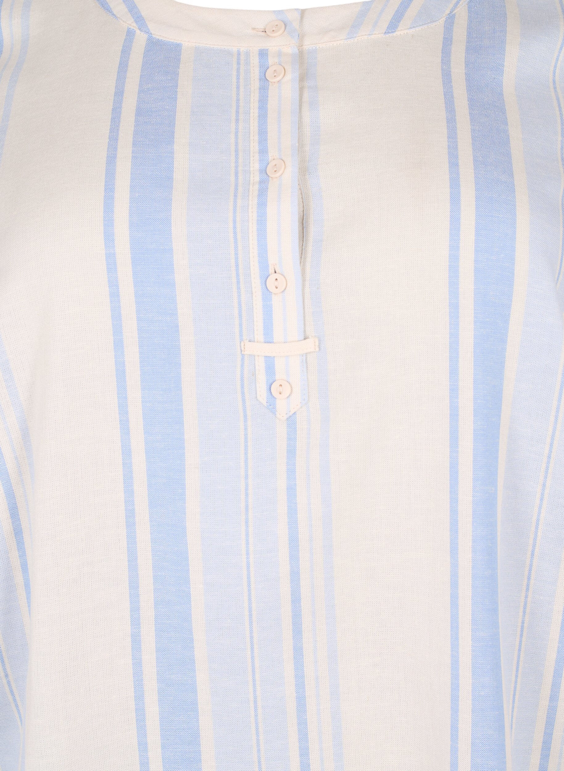 Zizzi Gestreiftes Kleid mit langen &Auml;rmeln, Birch w. Stripes, Packshot image number 2