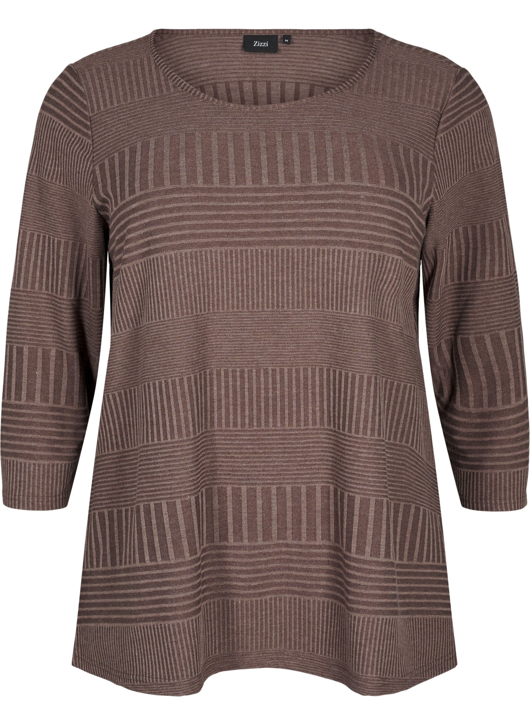 Zizzi Bluse mit 3/4-&Auml;rmeln und Streifenmuster, Ch. Martini Mel., Packshot image number 0