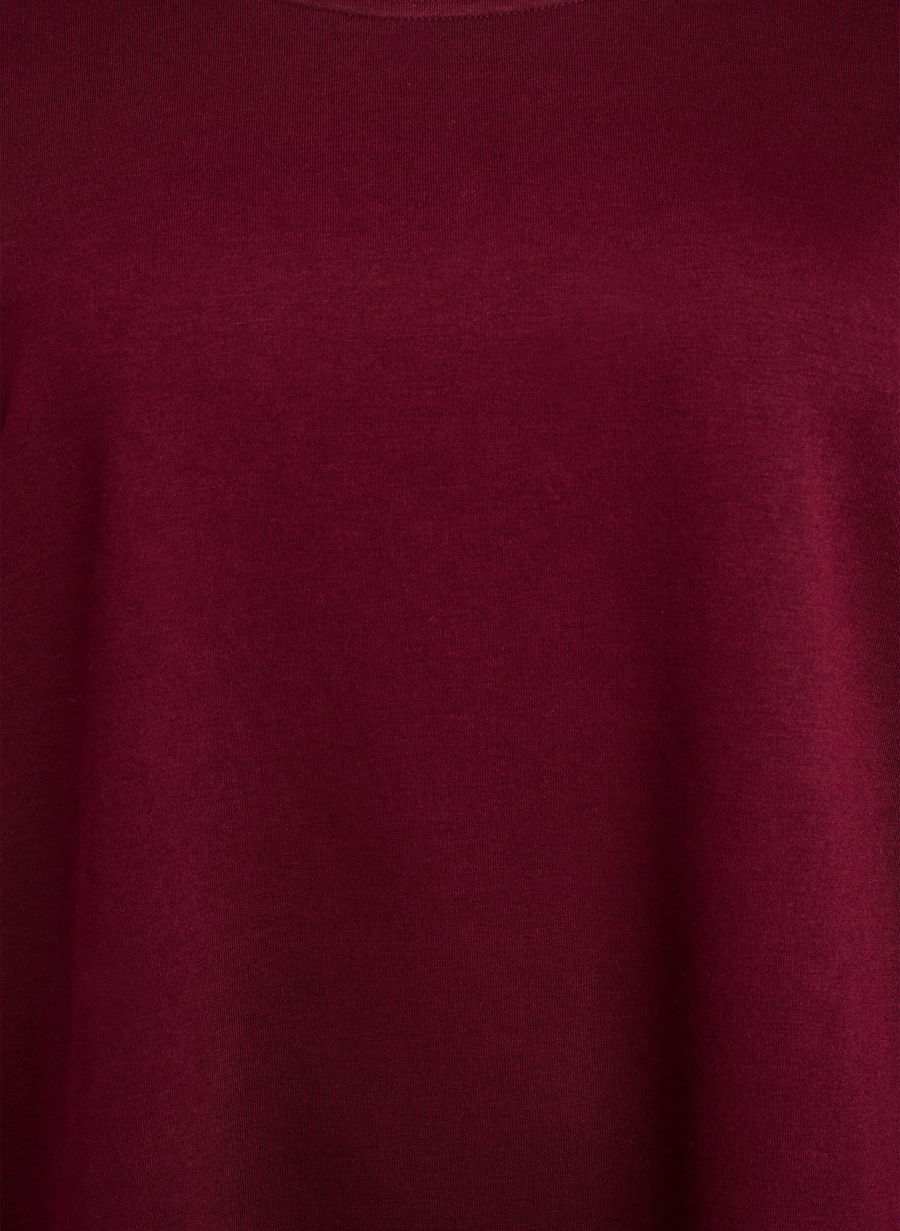 Zizzi Sweatkleid aus Sweatstoff mit Fransen bis zum Knie, Dunkles Bordeaux, Packshot image number 2