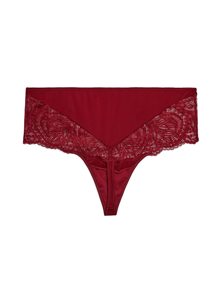 Hoch taillierter Hipster-String mit Spitze, Rot, Packshot image number 1