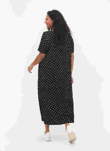 Midikleid mit kurzen Ärmeln aus Viskose, Black Dot, Model image number 1