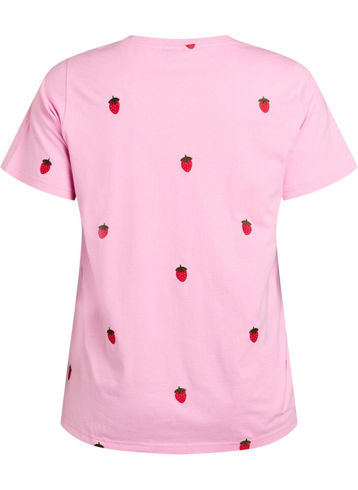 T-Shirt aus Bio-Baumwolle mit aufgestickten Motiven, Pink, Packshot image number 1
