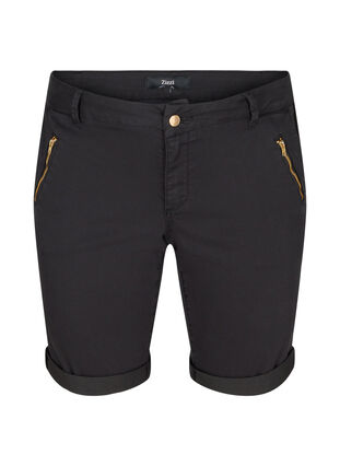 Eng anliegende Shorts mit Taschen, Black, Packshot image number 0