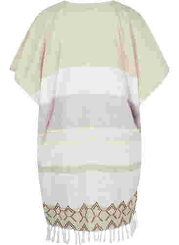Gestreiftes Strandkleid aus Baumwolle mit Fransen, Sand As Sample, Packshot image number 1