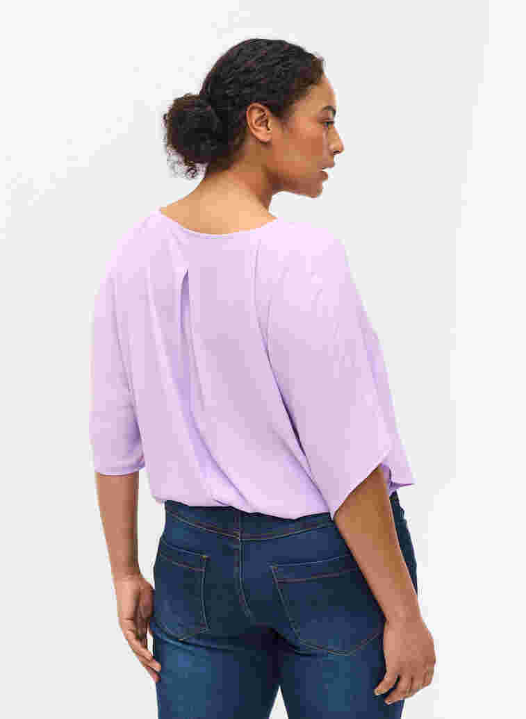 Bluse mit V-Ausschnitt und Fledermausärmeln, Lavendula, Model image number 1