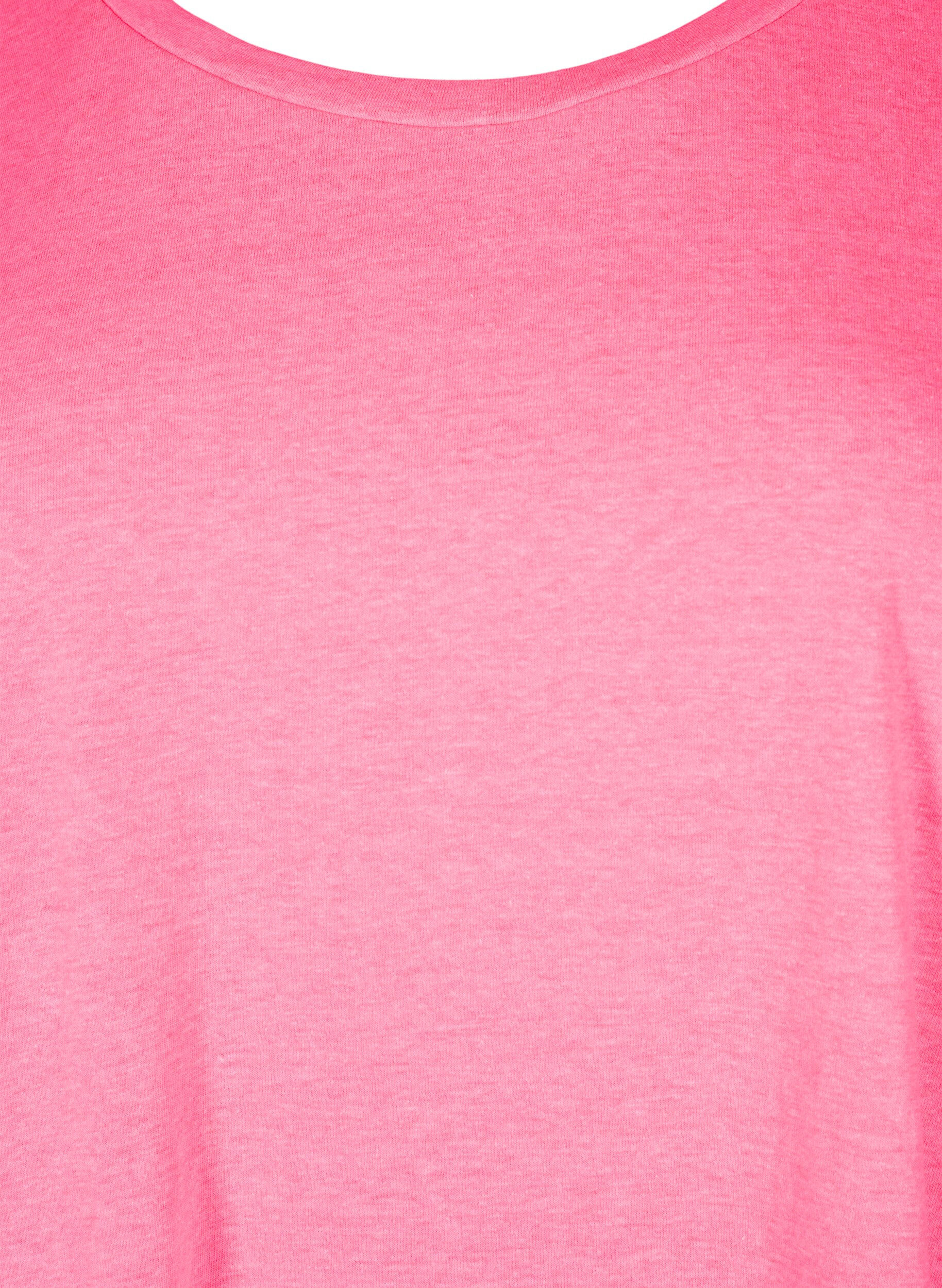 Zizzi Neonfarbenes T-Shirt aus Baumwolle, Pink, Packshot image number 2