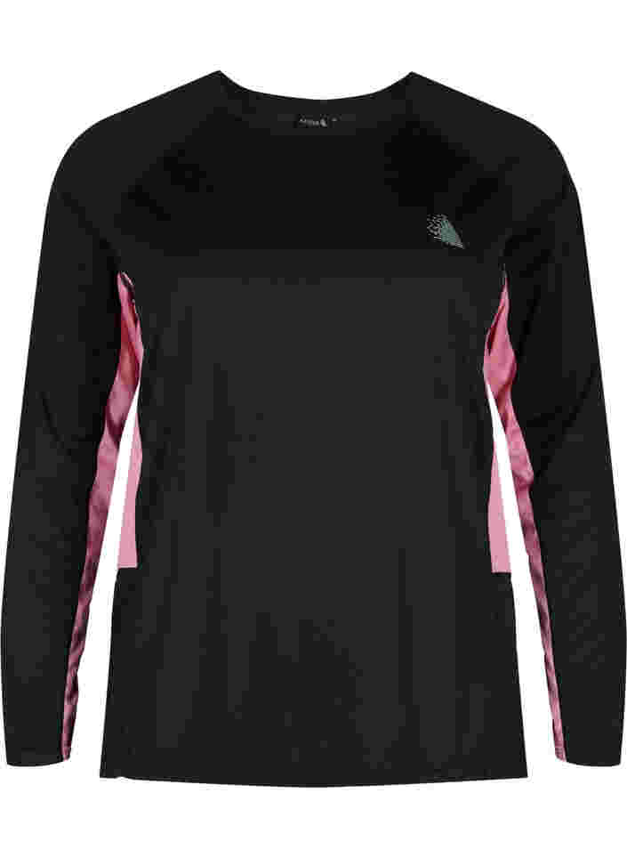 Skiunterhemd mit Kontraststreifen, Black w. Sea Pink, Packshot image number 0
