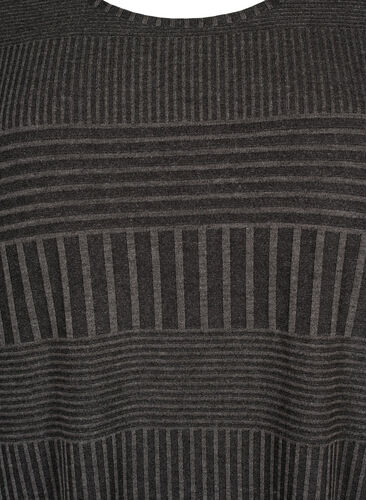 Kleid mit 3/4-Ärmeln und Streifenmuster, Dark Grey Mélange, Packshot image number 2