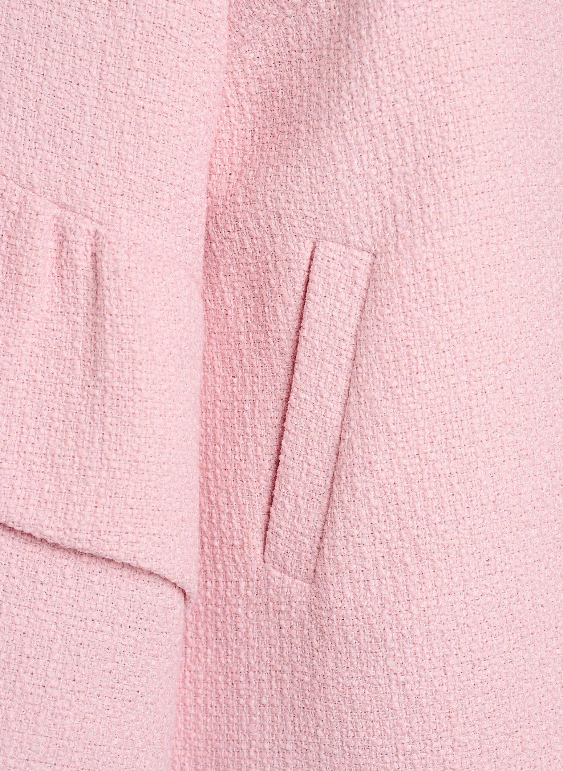 Zizzi Jacke aus Boucl&eacute; mit R&uuml;schendetails, Pink, Packshot image number 3