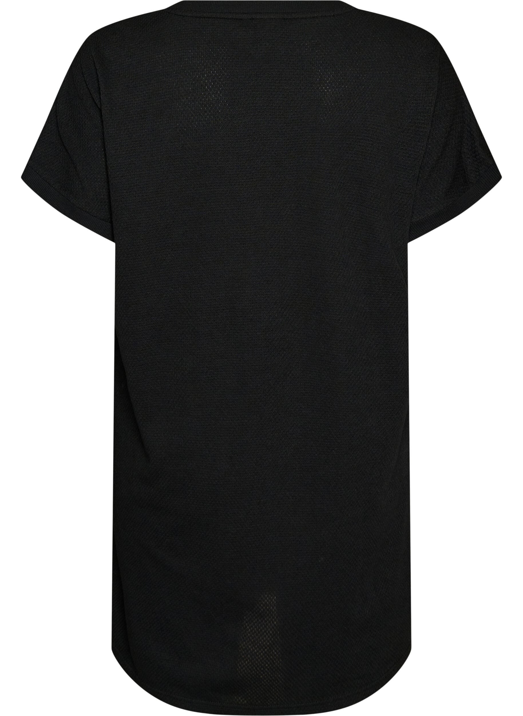 Zizzi Kurzes Kleid aus strukturiertem Jersey mit Rundhalsausschnitt, Schwarz, Packshot image number 1