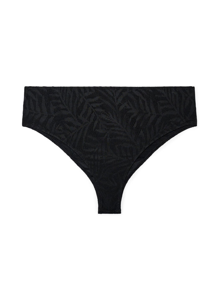 Brasilianischer Bikini-Slip aus strukturiertem Mesh, Schwarz, Packshot image number 1