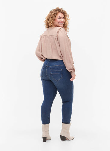 Super schlanke Amy Jeans mit hoher Taille, Blue denim, Model image number 1