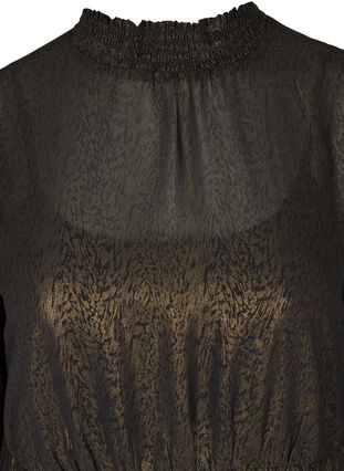 Langarm Kleid mit Smock und Rüschen, Black w. Gold, Packshot image number 2
