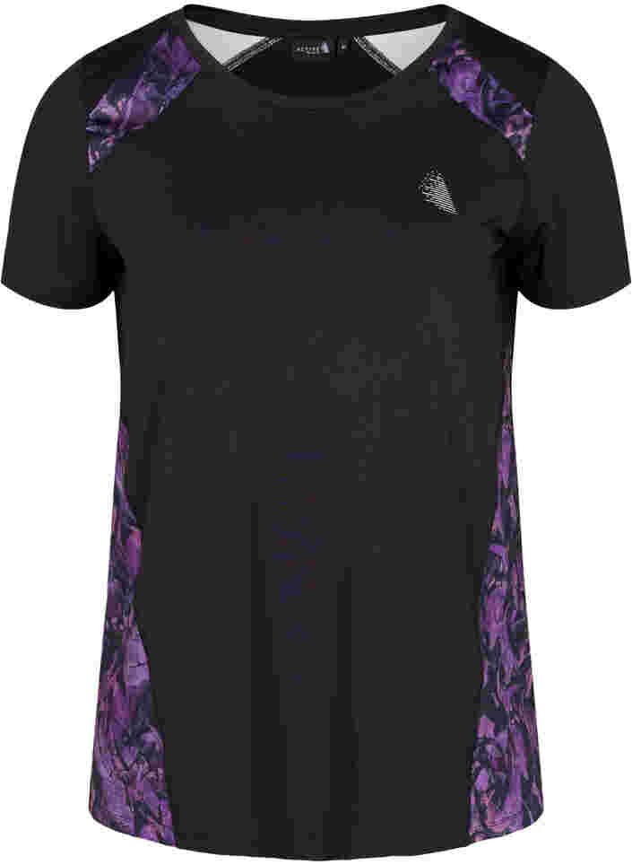Trainings-T-Shirt mit Printdetails, Black, Packshot image number 0