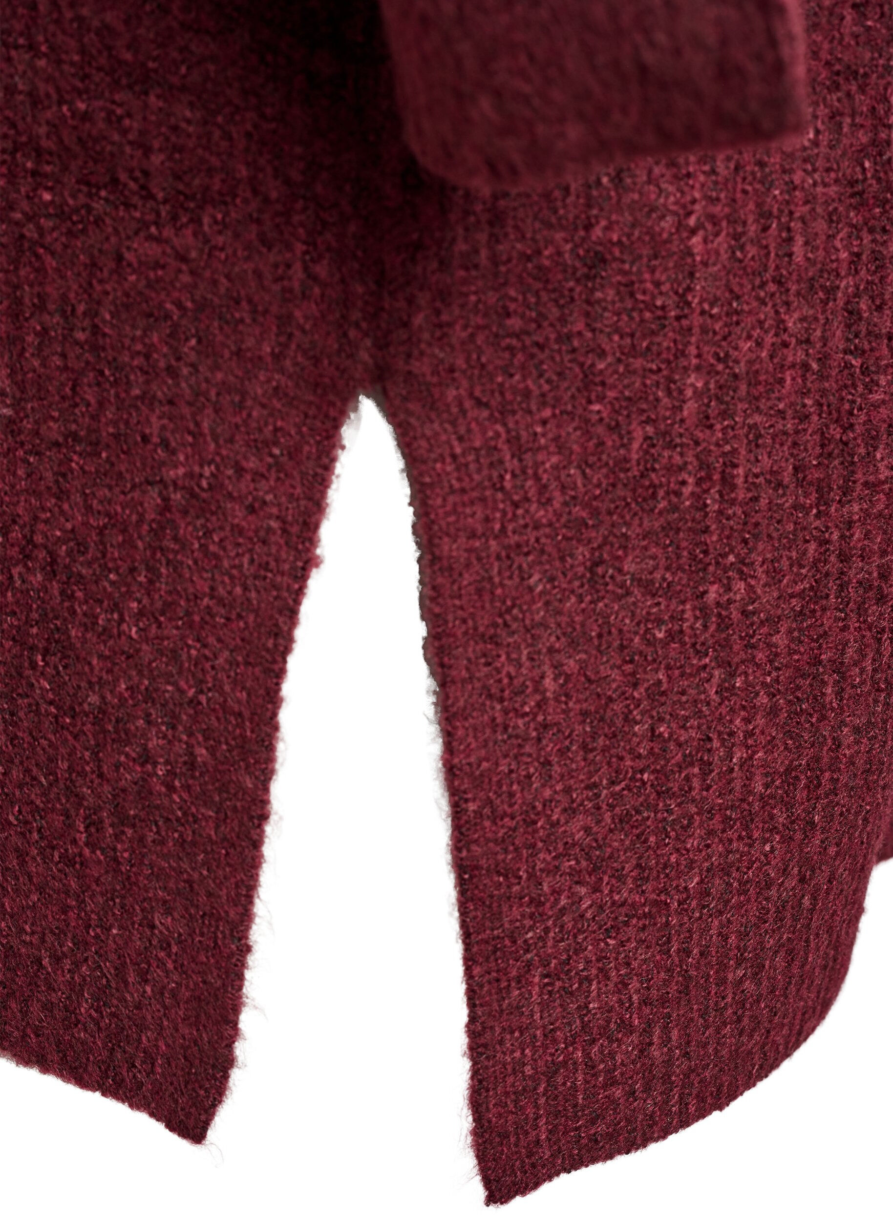 Zizzi FLASH - Langer Rippstrick-Cardigan mit offener Front, Rot, Packshot image number 3