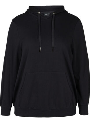 Sweatshirt mit Kapuze und Tasche, Black, Packshot image number 0