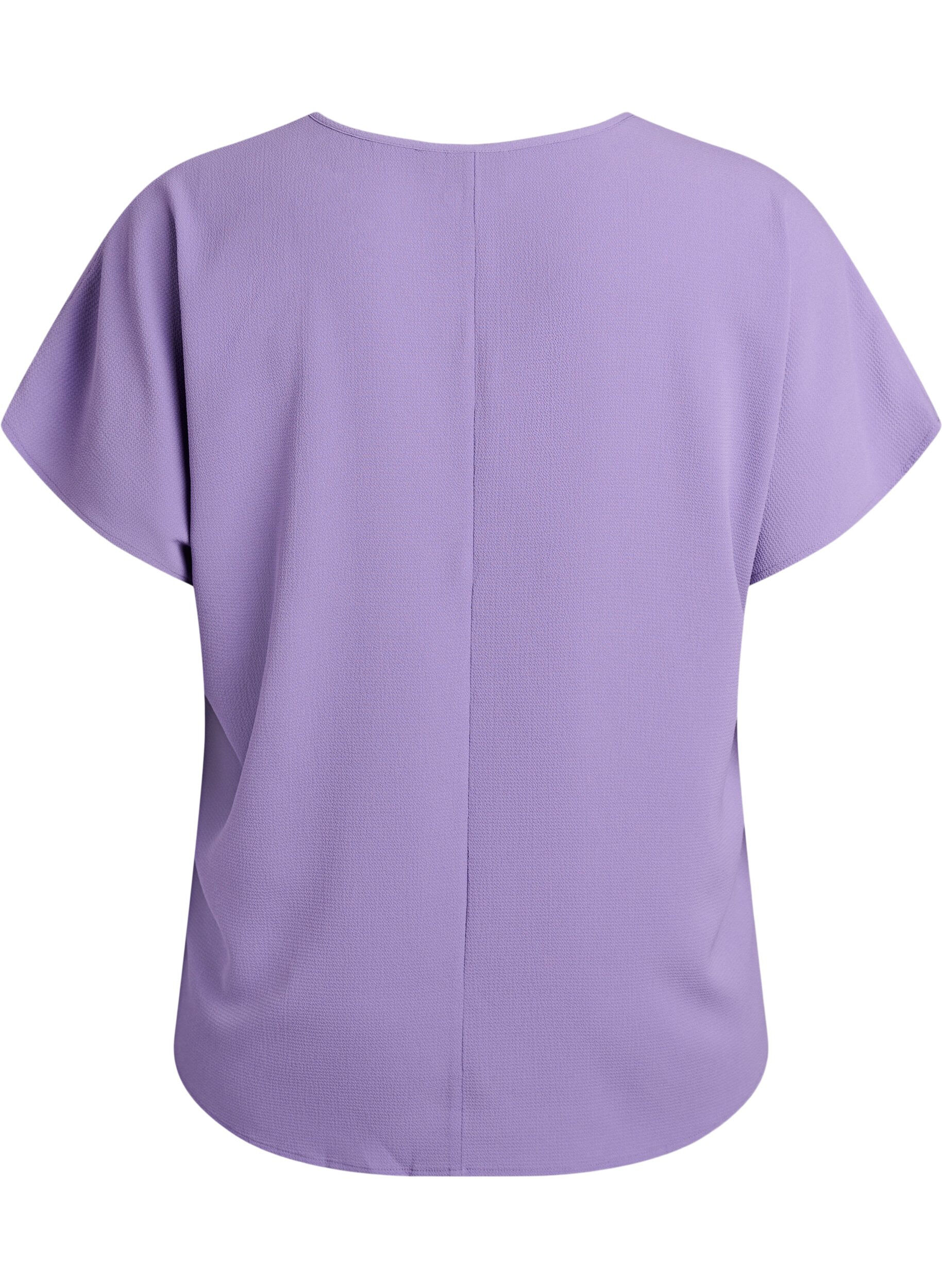 ZizziBluse mit kurzen &Auml;rmeln und Rundhalsausschnitt, lila, Packshot image number 1