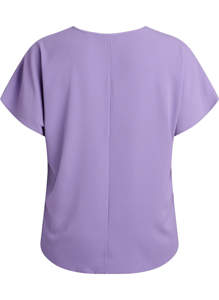 Bluse mit kurzen &Auml;rmeln und Rundhalsausschnitt, lila, Packshot image number 1