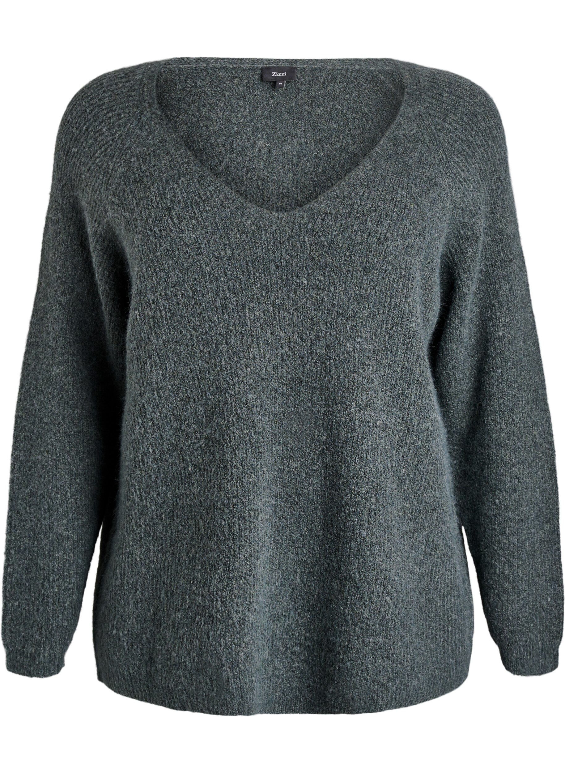 Strickbluse mit V-Ausschnitt und Raglan&auml;rmeln