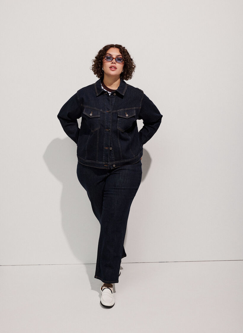 Straight Fit Kiana Jeans mit hoher Taille, Blau, Model image number 1