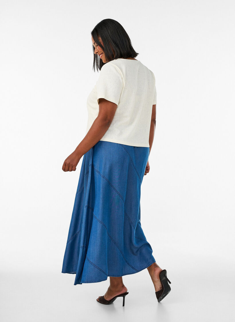 Maxirock in Denim-Optik aus TENCEL&trade; Lyocell, Blau, Model image number 1