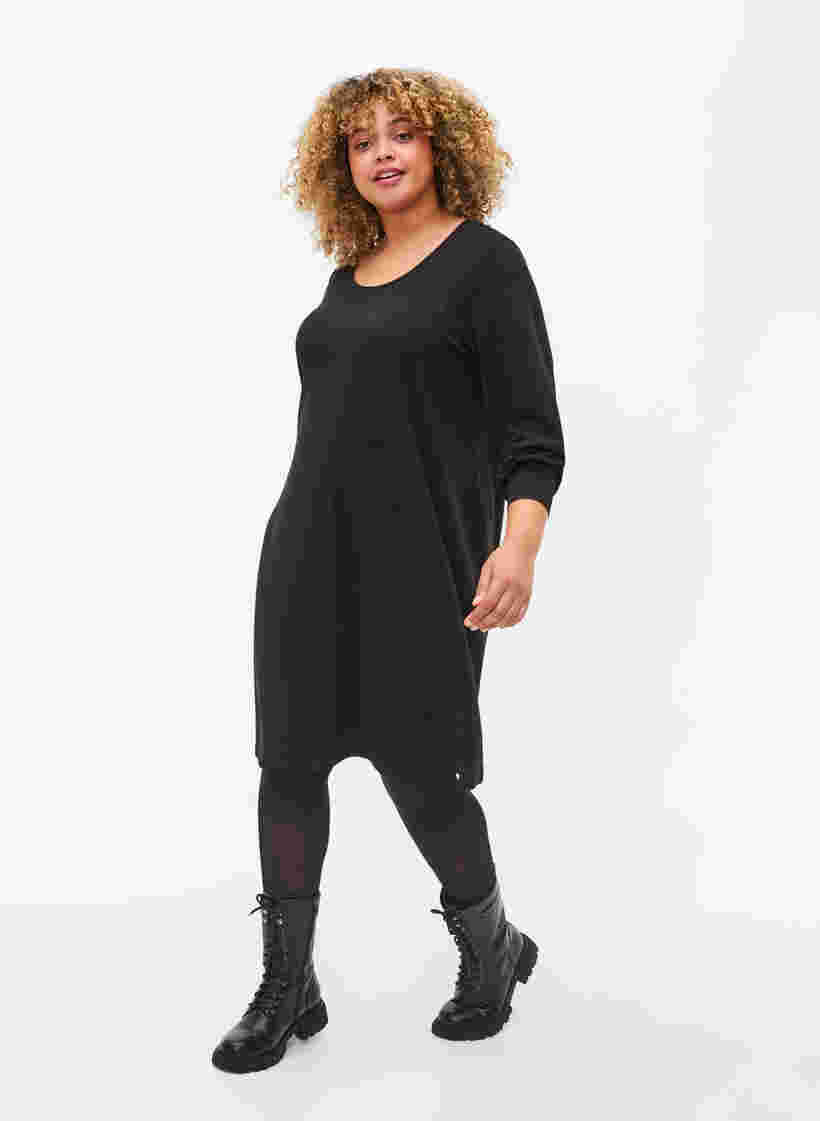 Langärmliges Kleid mit Rückenausschnitt, Black, Model image number 2
