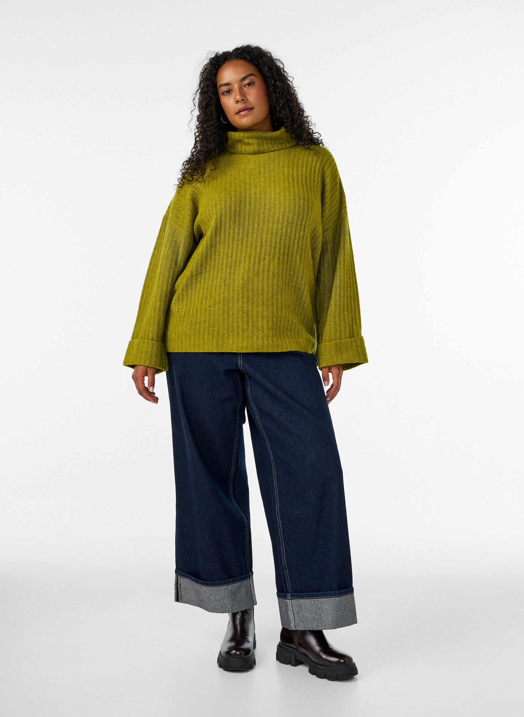 ZizziStricktop mit Rollkragen, Gr&uuml;n, Model image number 1