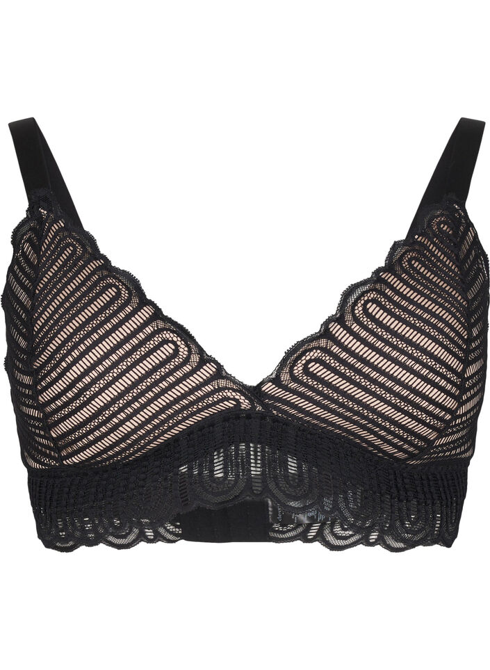 Bralette mit Spitze und weicher Polsterung, Schwarz, Packshot image number 0