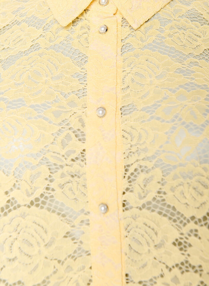 Spitzen blusenshirt mit perlenkn&ouml;pfen, Gelb, Packshot image number 2
