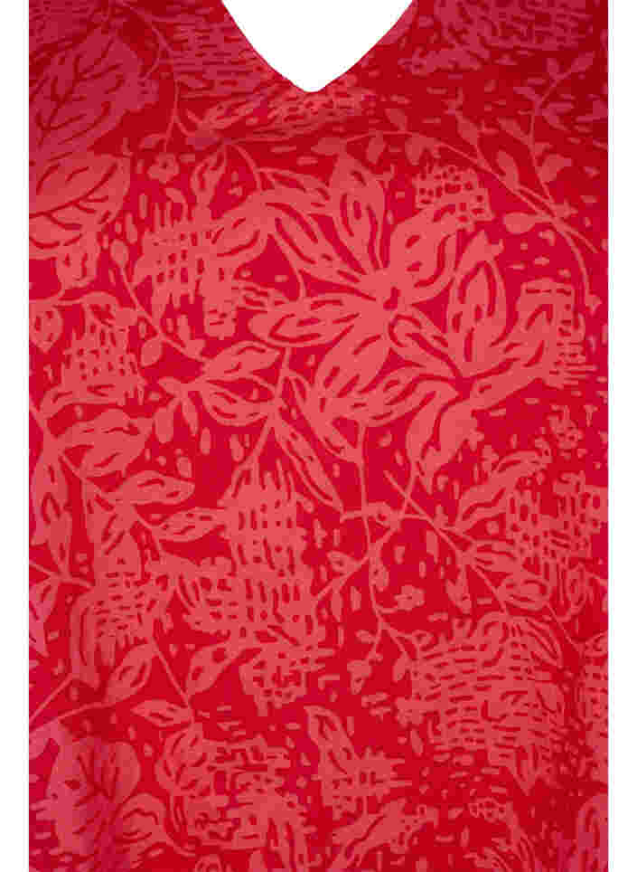 Bluse mit V-Ausschnitt und Smoking, Ribbon Red AOP, Packshot image number 2