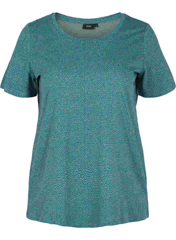 Bedrucktes T-Shirt aus Baumwolle, Balsam Green DOT, Packshot image number 0
