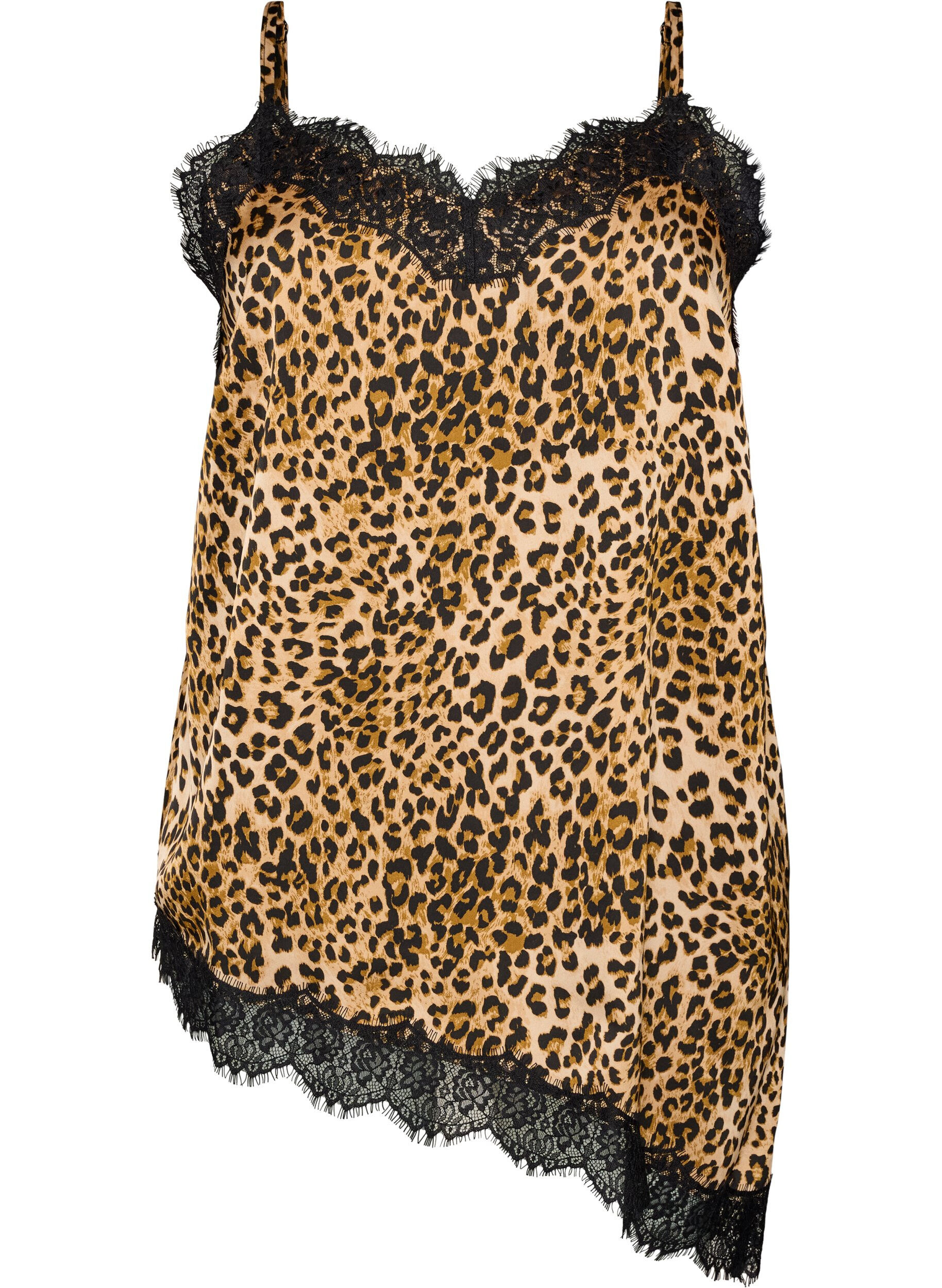 ZizziTr&auml;gertop mit Spitze und asymmetrischem Saum, Braun, Packshot image number 0