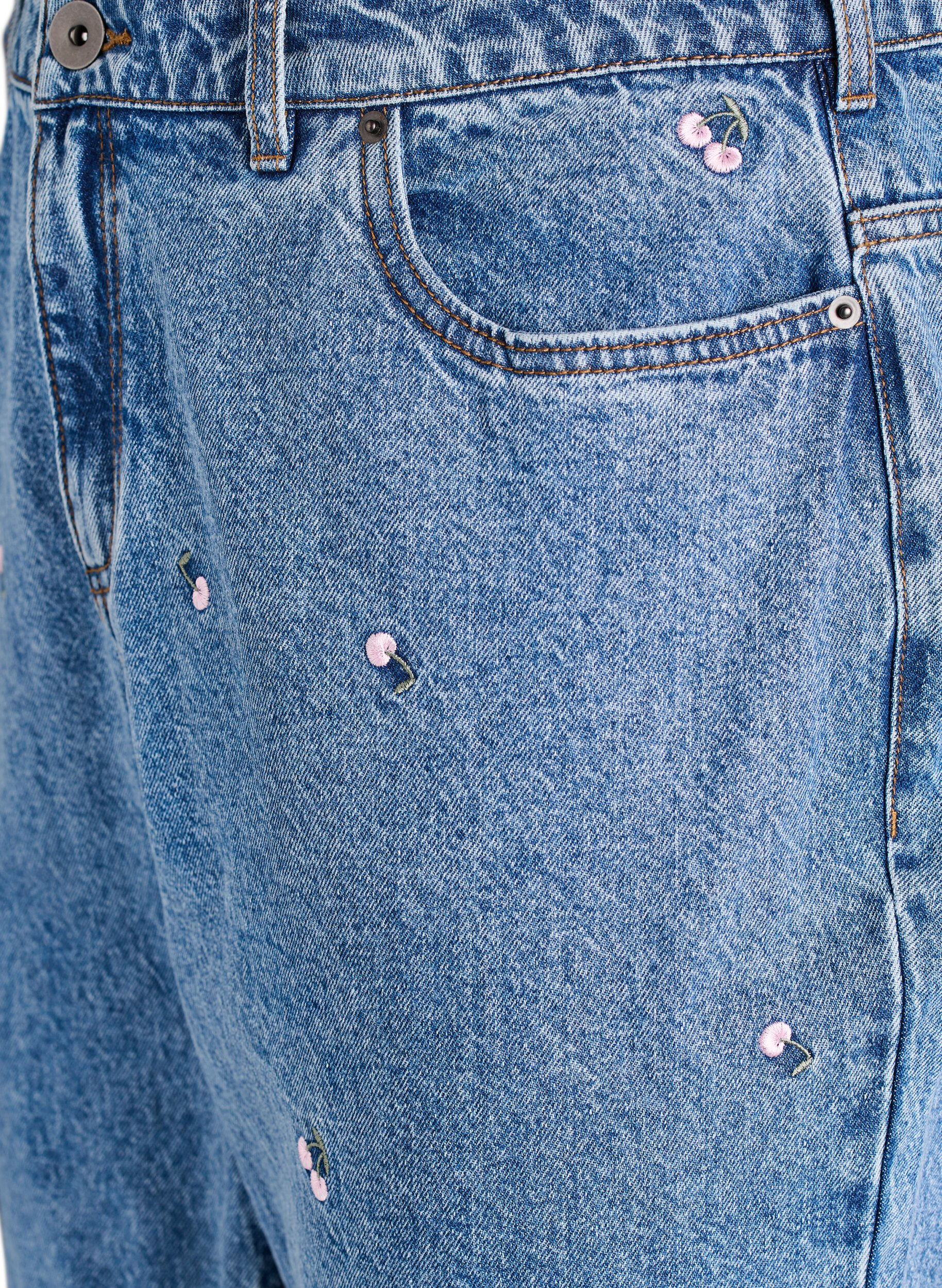 Zizzi Gemma Jeans mit hoher Taille und aufgestickten Details, Blau, Packshot image number 2