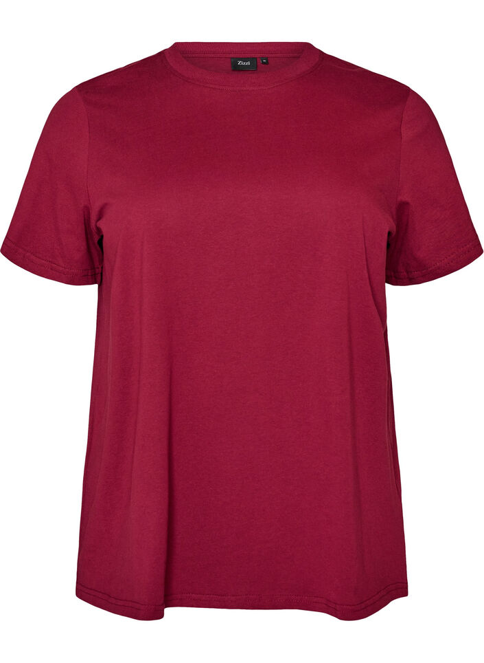 Basic T-Shirt aus Baumwolle mit Rundhalsausschnitt, Rot, Packshot image number 0