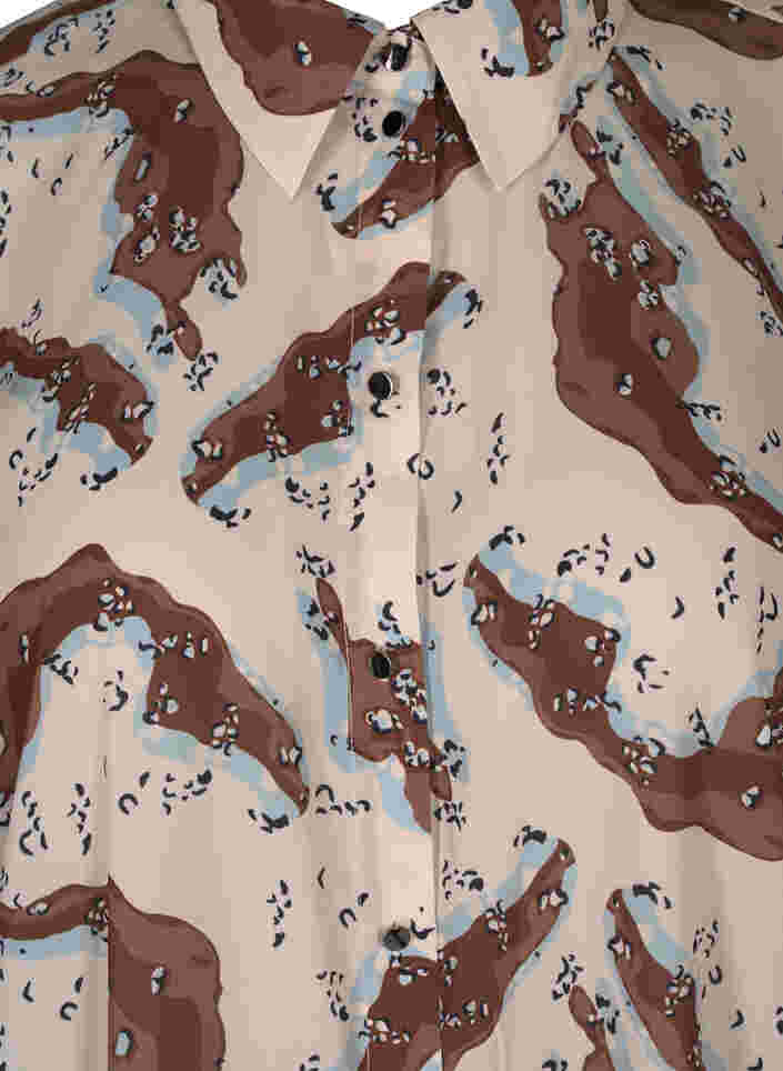 Gemustertes Kleid mit langen Ärmeln und Knöpfen, Camouflage AOP, Packshot image number 2