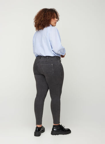Cropped Amy Jeans mit hoher Taille und Reißverschluss, Grey Denim, Model image number 0