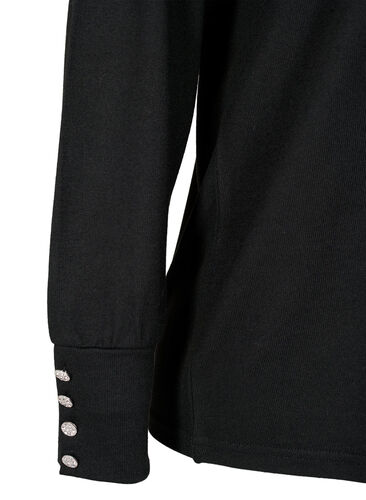 Langärmelige Bluse mit breitem Ärmelaufschlag und Knöpfen, Black, Packshot image number 3
