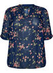 Gebl&uuml;mte Bluse mit V-Ausschnitt, Blau, Packshot image number 0