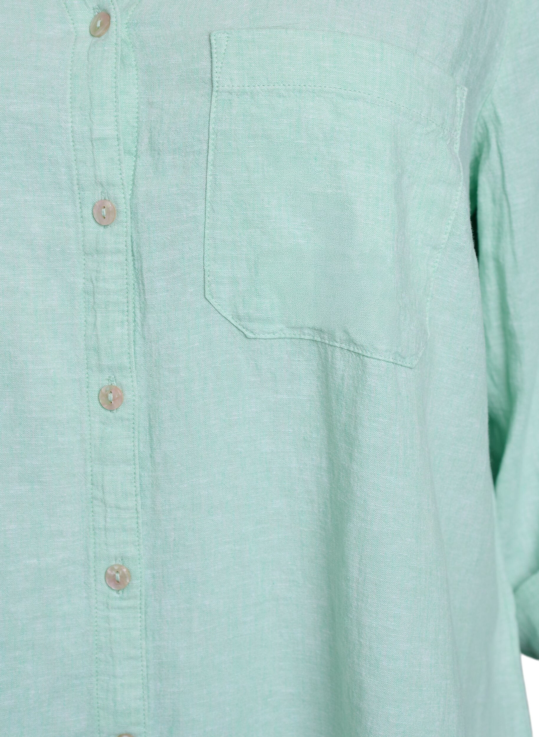 ZizziBluse aus Leinen und Viskose mit 3/4-&Auml;rmeln, Gr&uuml;n, Packshot image number 2